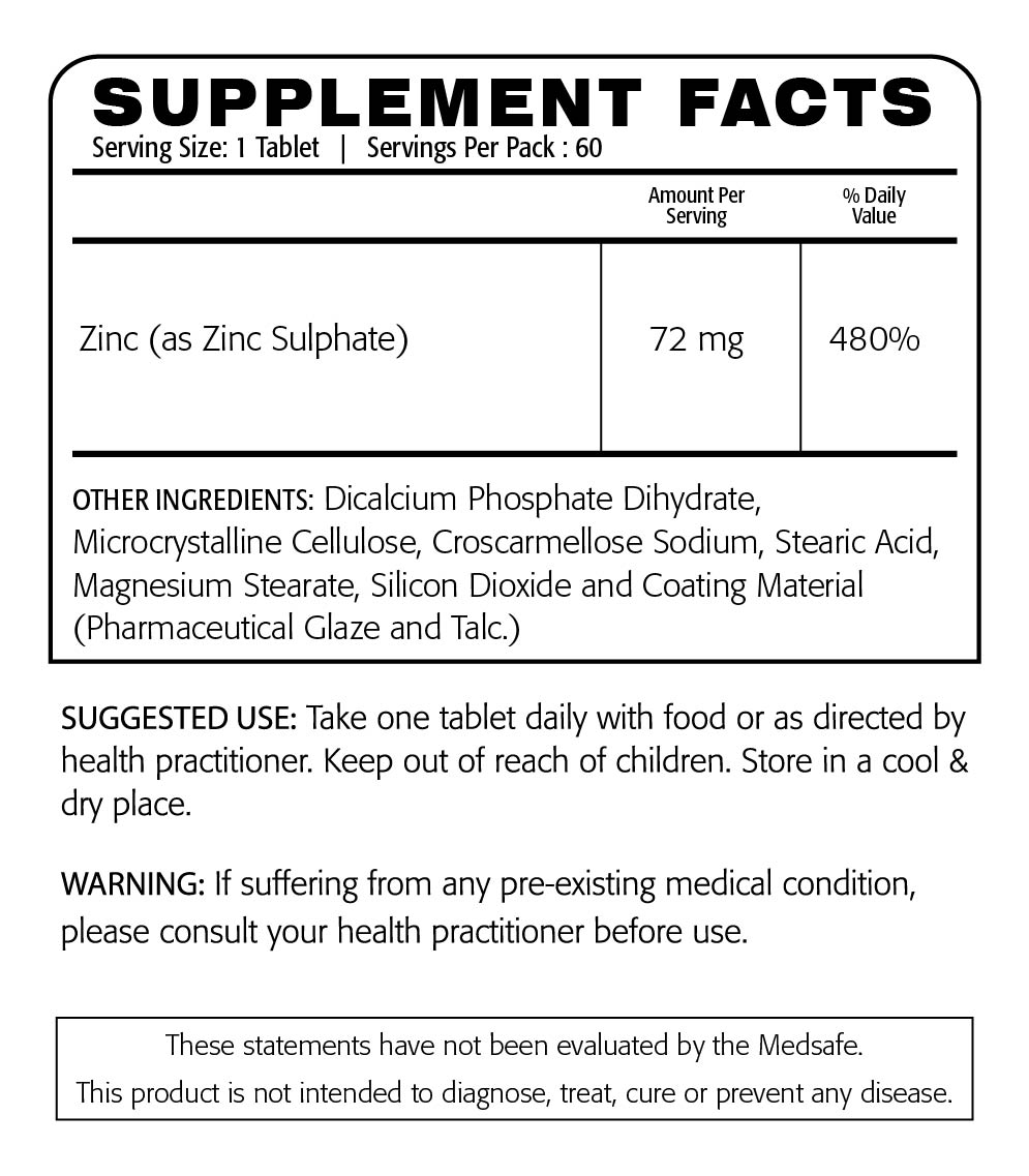 Centrovital Zinc Sulphate 200 MG Heal The World New Zealand